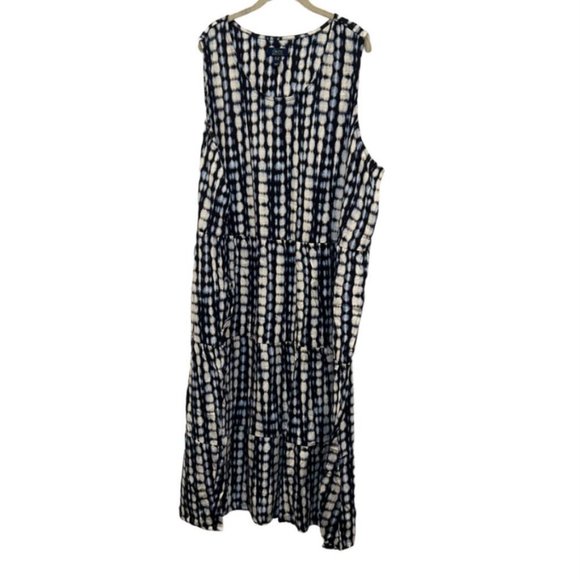 d & co Beach PLUS NEW Indigo blue Shibori tie dye maxi dress 3X 58 bust … - Picture 1 of 4